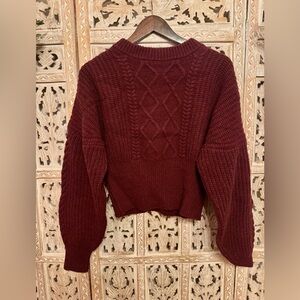 Rouje Burgundy Cable Knit Sweater